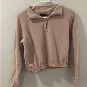 LA Hearts cropped collared pink sweatshirt